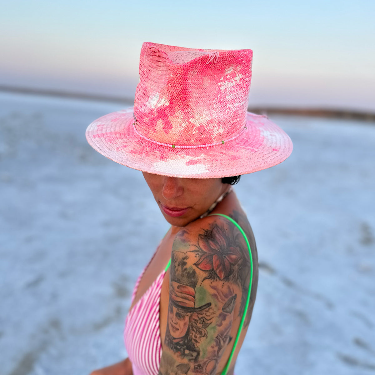 Лятна и цветна Федора в розово "Flamingo"