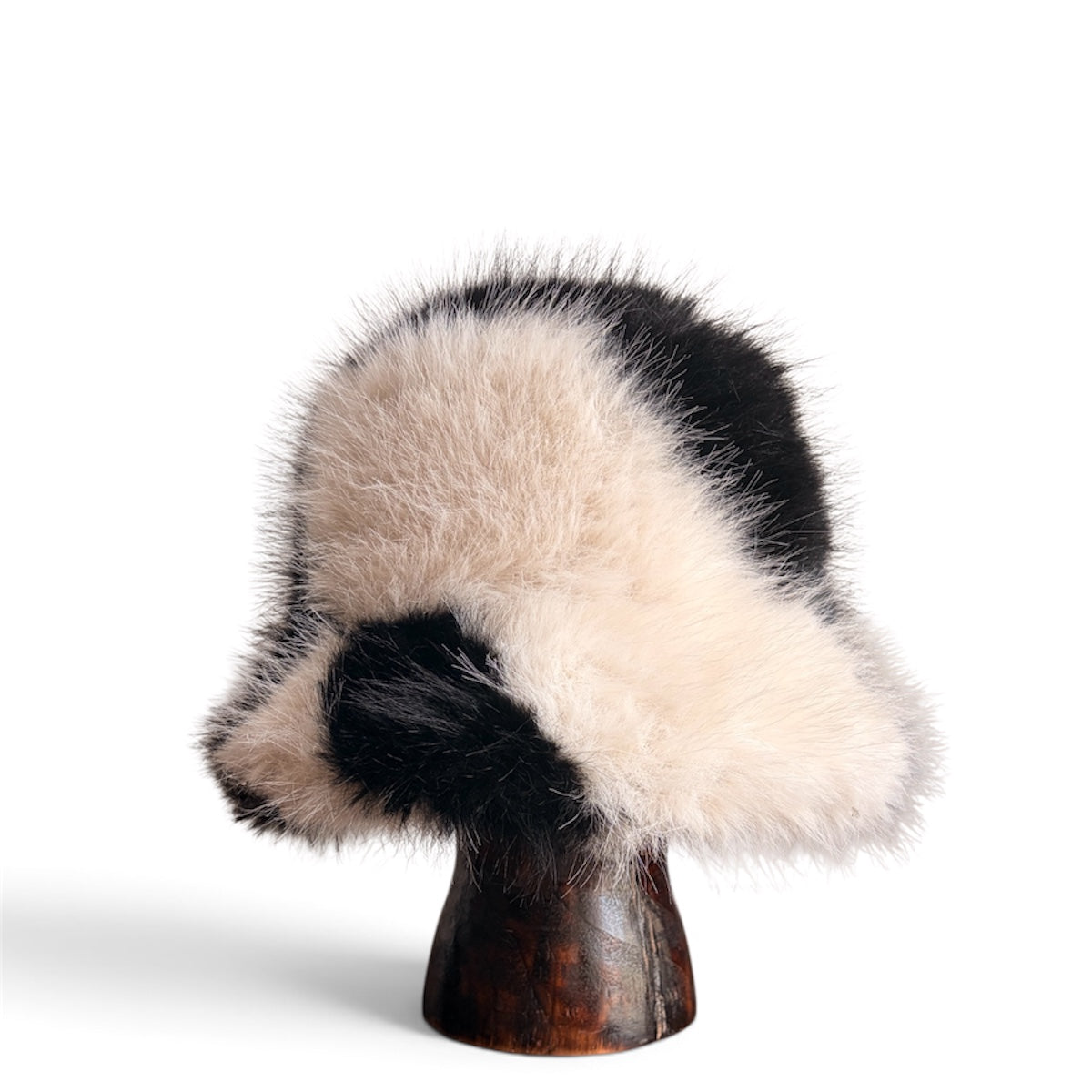 Josephine black and ivory sculptural hat, front view