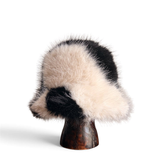 Josephine black and ivory sculptural hat, front view