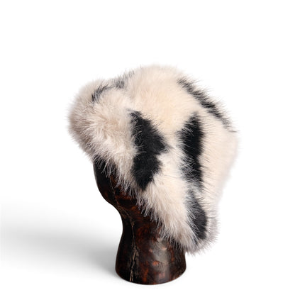 Josephine black and ivory sculptural hat, side view