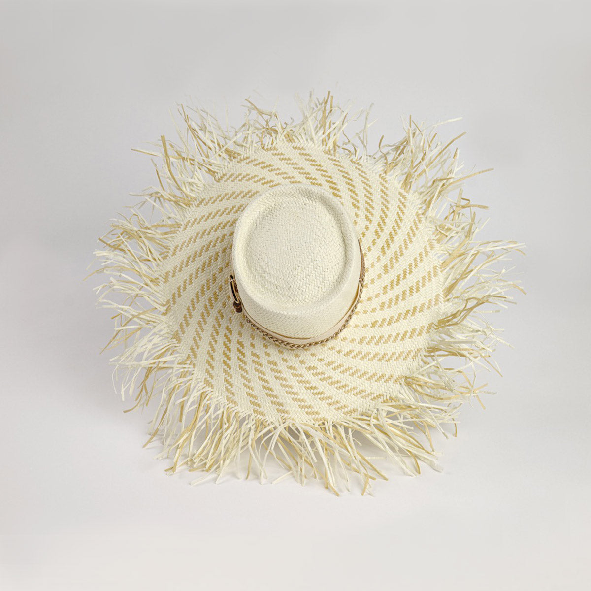 White beach hat with golden elements MILOS BEACH HAT