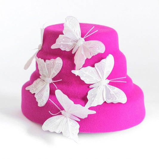 Pink no-brimmed hat PINK BUTTERFLY