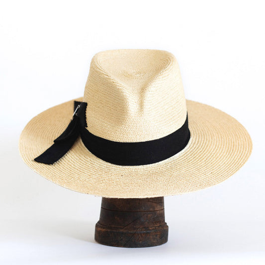Straw hat with black bow POLLY